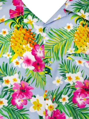 King Kameha Bluse 'Pineapple Flowers' in Blau