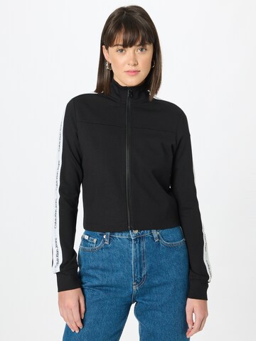 Calvin Klein Jeans Zip-Up Hoodie 'Milano' in Black: front