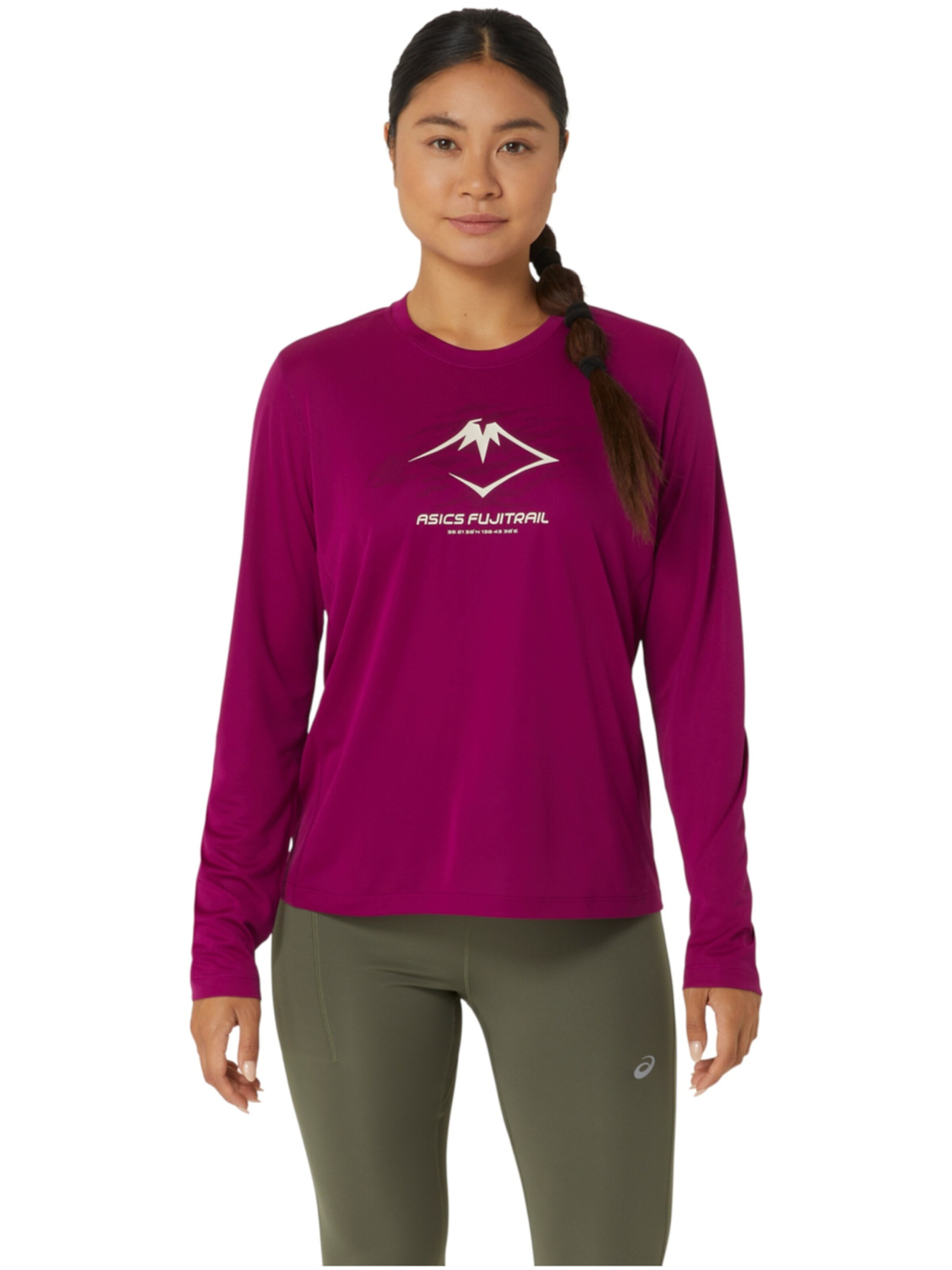 ASICS Shirt 'Fujitrail Logo LS' in Purple: front