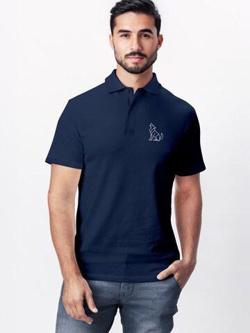 Neverless Shirt 'Polygon Wolf Sit' in Blue