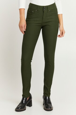 Skinny Pantalon chino 'Zalin' Fransa en vert : devant