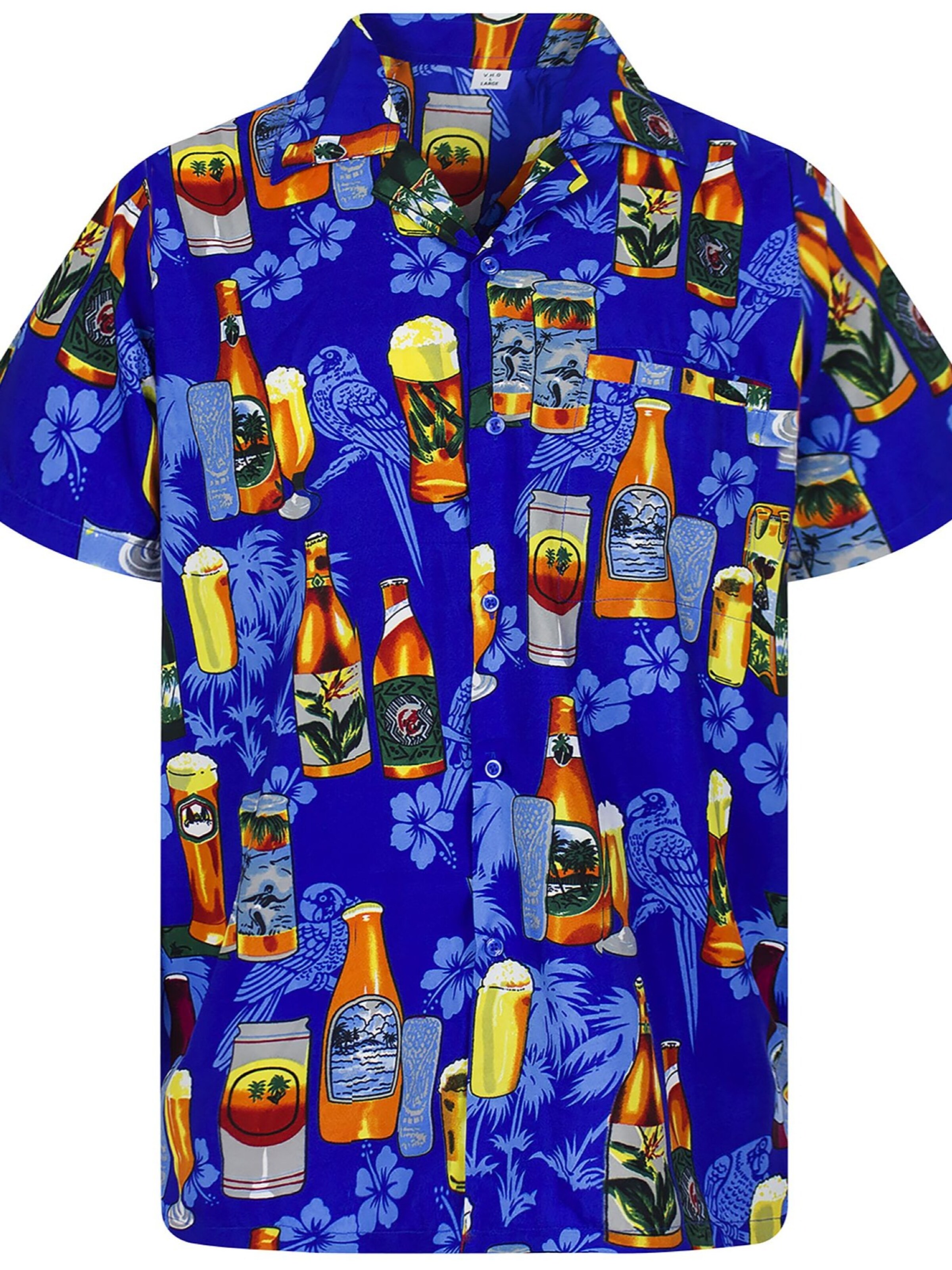 King Kameha Shirt 'Beerbottle' in Blue