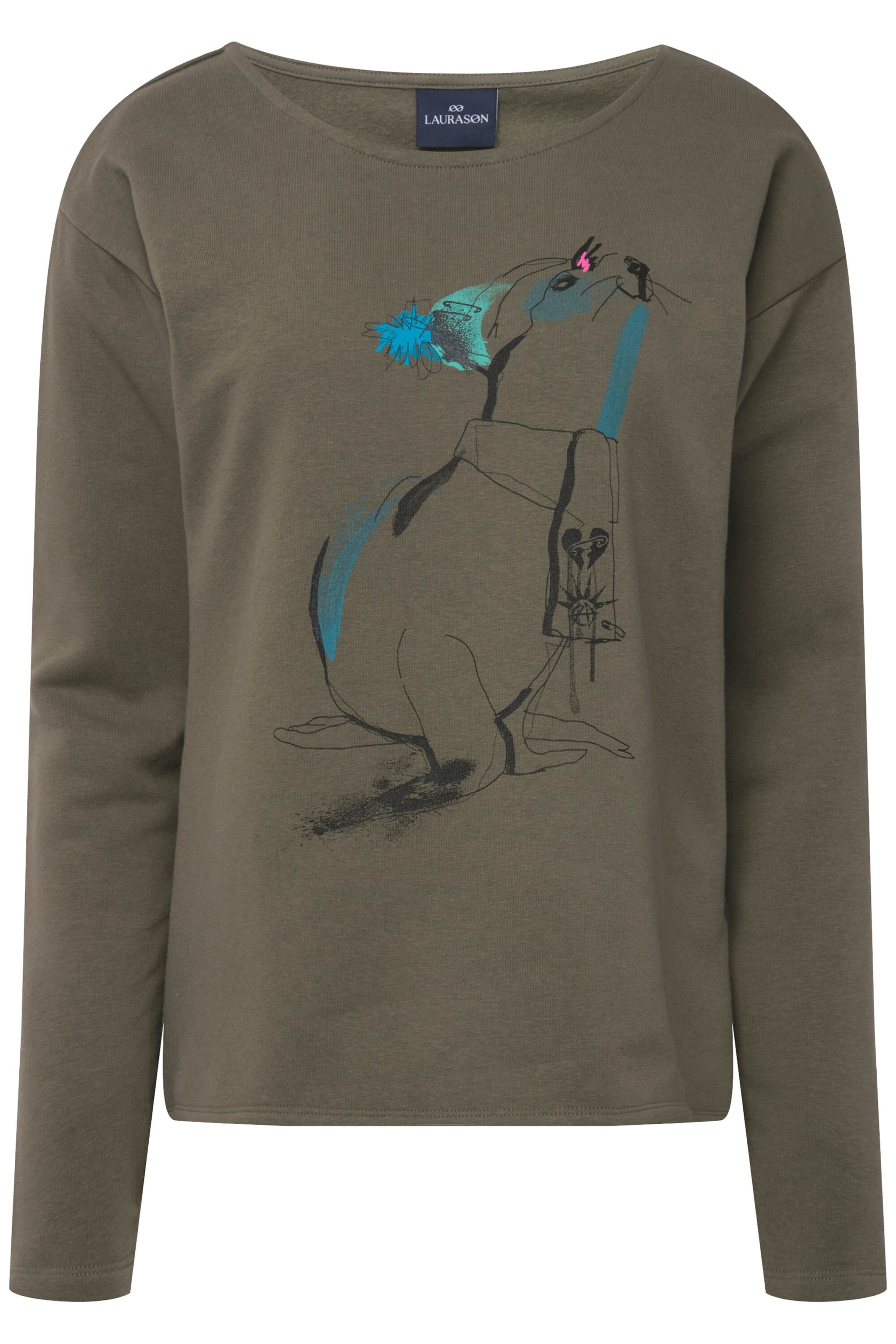 LAURASØN Sweatshirt in Groen: voorkant