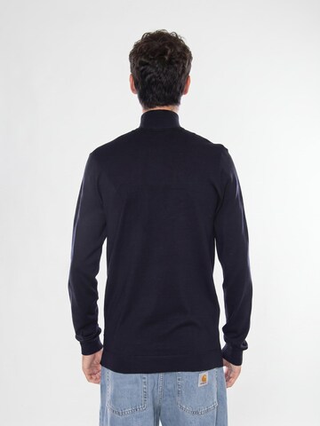 Pull-over 'WYLER Life Reg14 Half Zip Knit Noos Dark Navy' Only & Sons en bleu