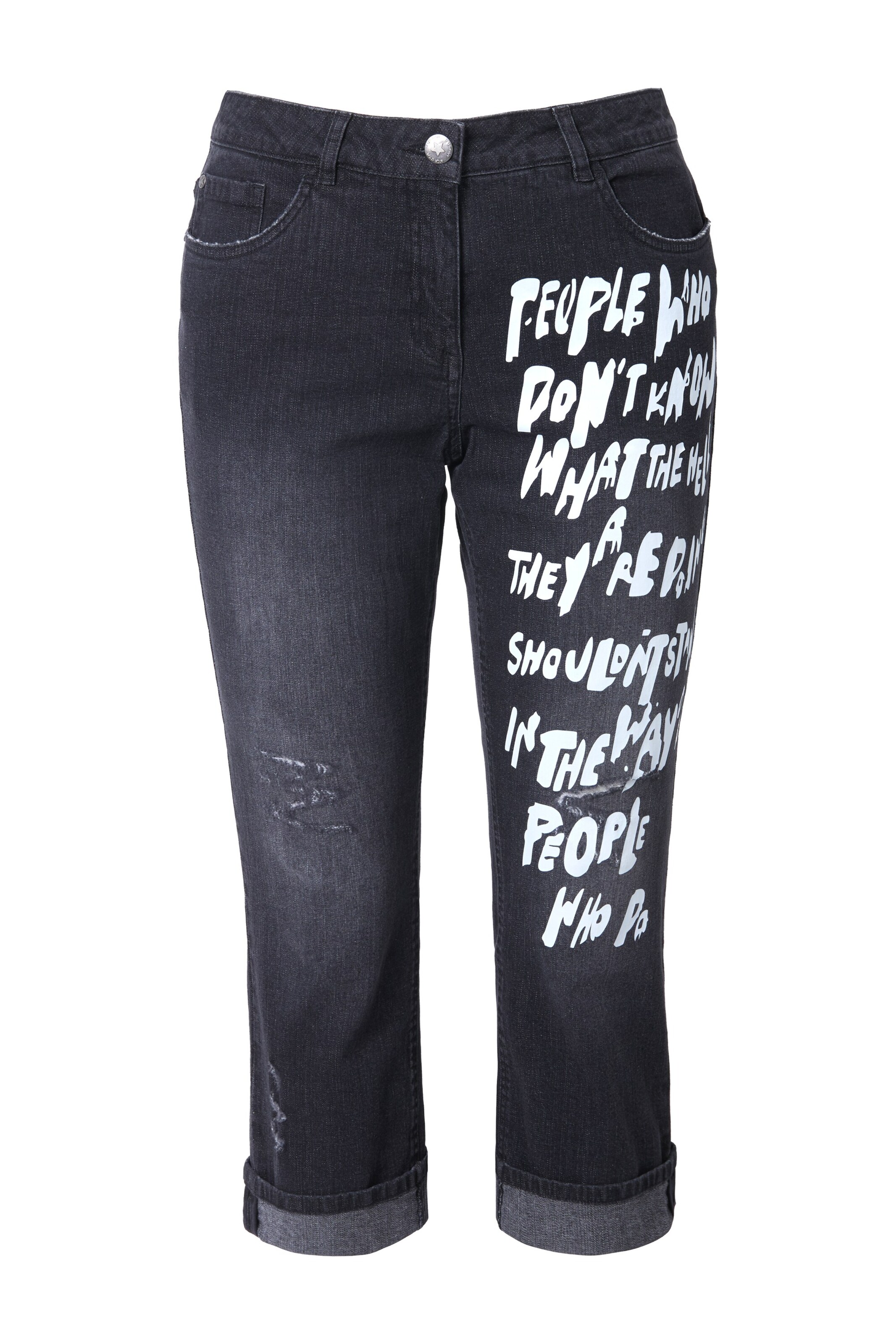 Angel of Style Slimfit Jeans in Zwart: voorkant