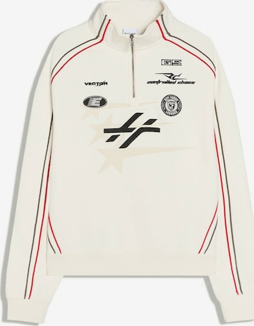Bershka Sweatshirt 'RACER' in White: front