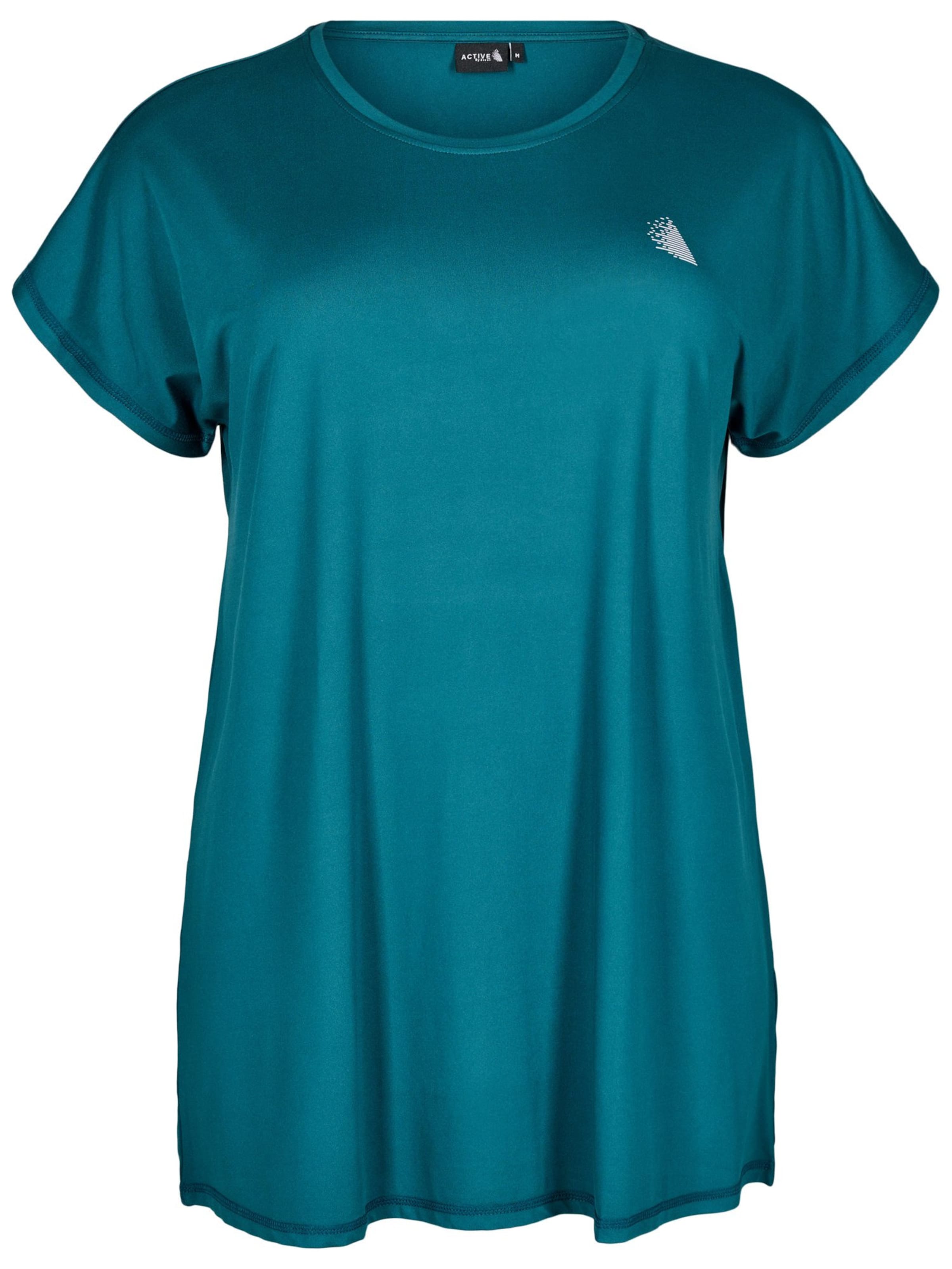 Active by Zizzi Shirt 'Abasic' in Groen: voorkant