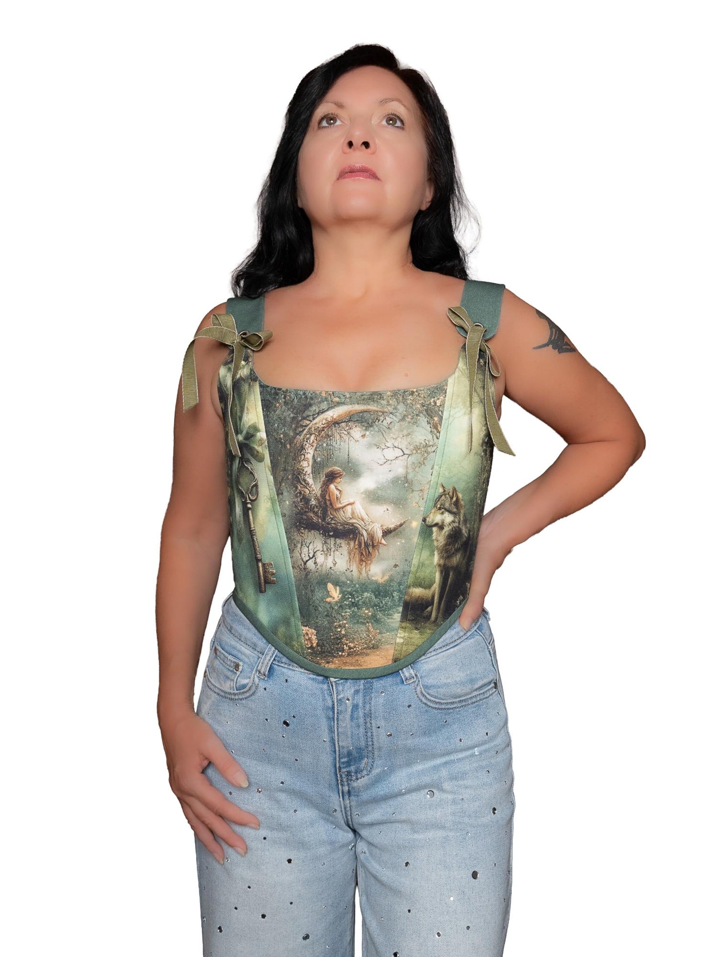 Corsetto 'Girl on the Moon' di VIADALINNO in verde