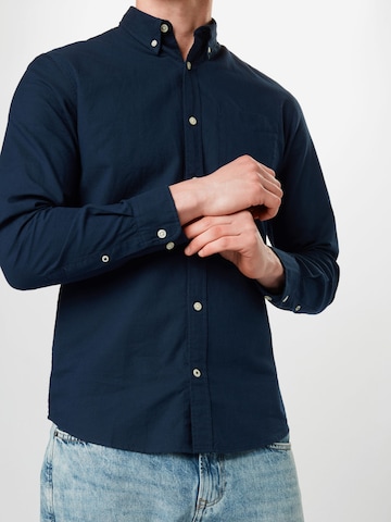 JACK & JONES Slim fit Button Up Shirt 'Oxford' in Blue