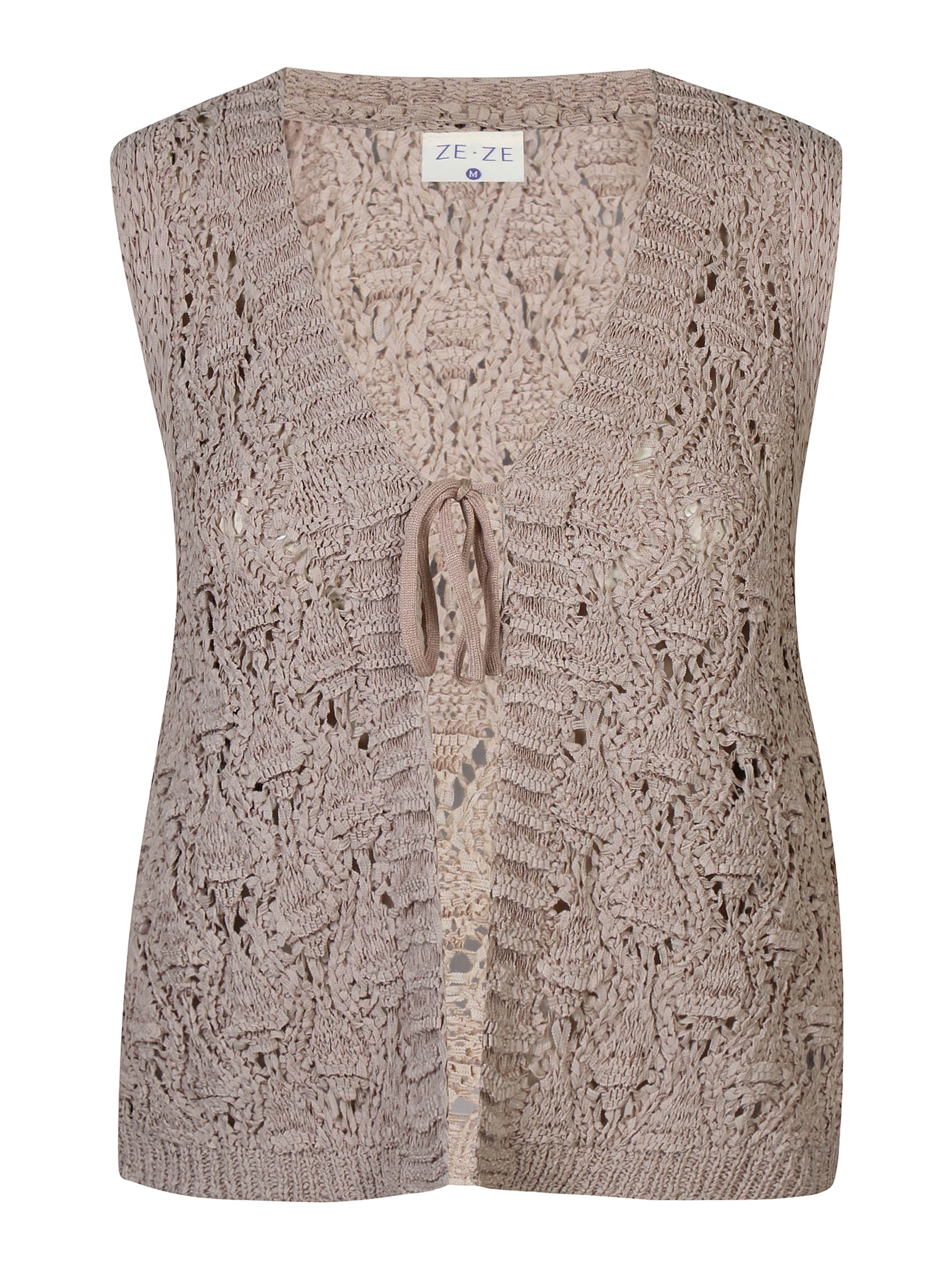 ze-ze Strikvest 'Felina 151' i beige: forside