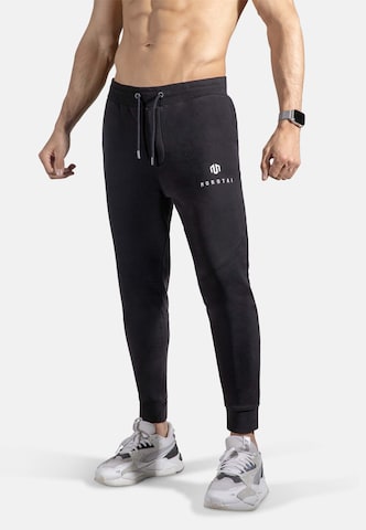 MOROTAI Tapered Sportbroek 'Corporate' in Zwart: voorkant