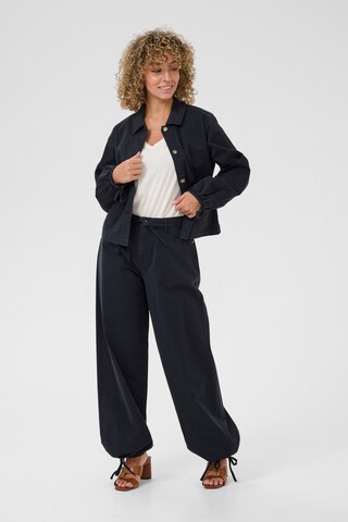 Cream Tapered Trousers 'Berta' in Blue: front