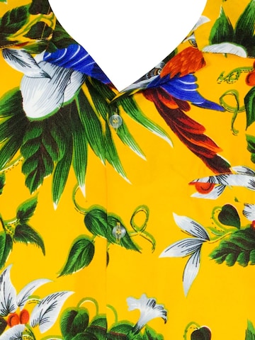 King Kameha Shirt 'Cherryparrot' in Gelb