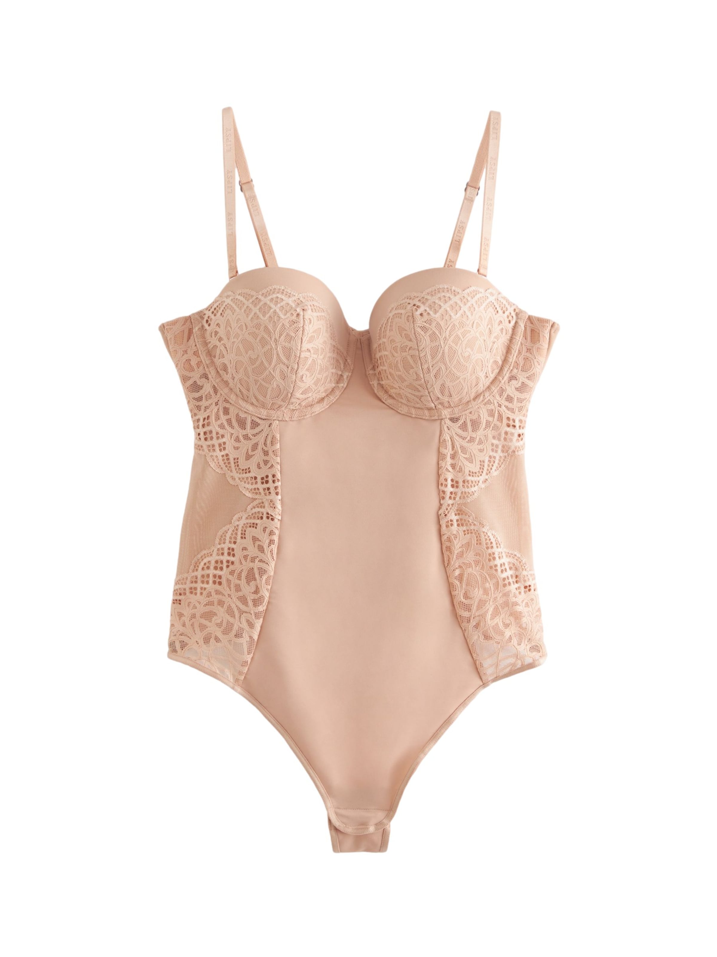 Lipsy Shaping bodysuit in Beige: front