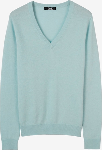 GOBI Cashmere Trui 'Women's Essential Cashmere V-Neck Sweater' in Blauw: voorkant