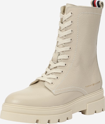 TOMMY HILFIGER Lace-up bootie in Beige: front