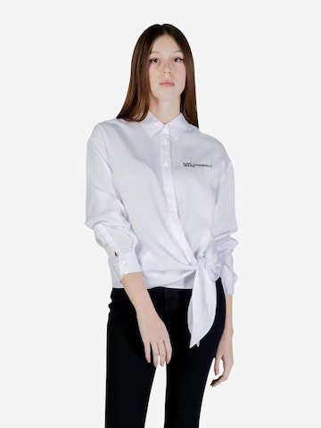 KARL LAGERFELD JEANS Bluse 'KLJ Tied Blouse B1W11026' i hvid: forside