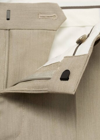 MANGO MAN Slim fit Pleated Pants 'Paris' in Beige