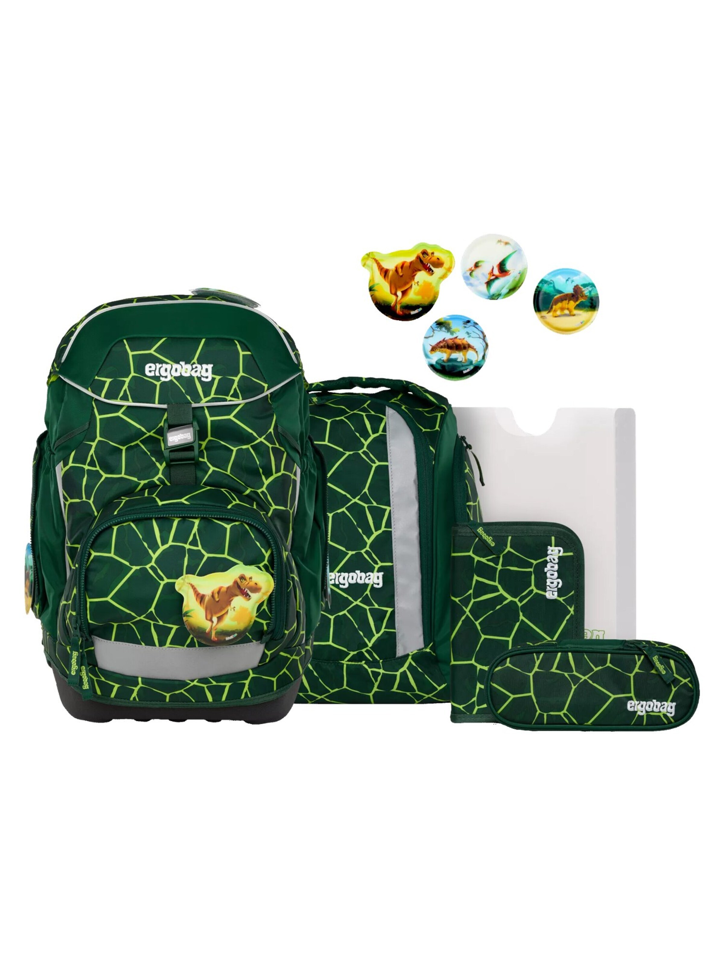 ergobag Backpack 'Schulranzen-Set pack Set' in Green: front