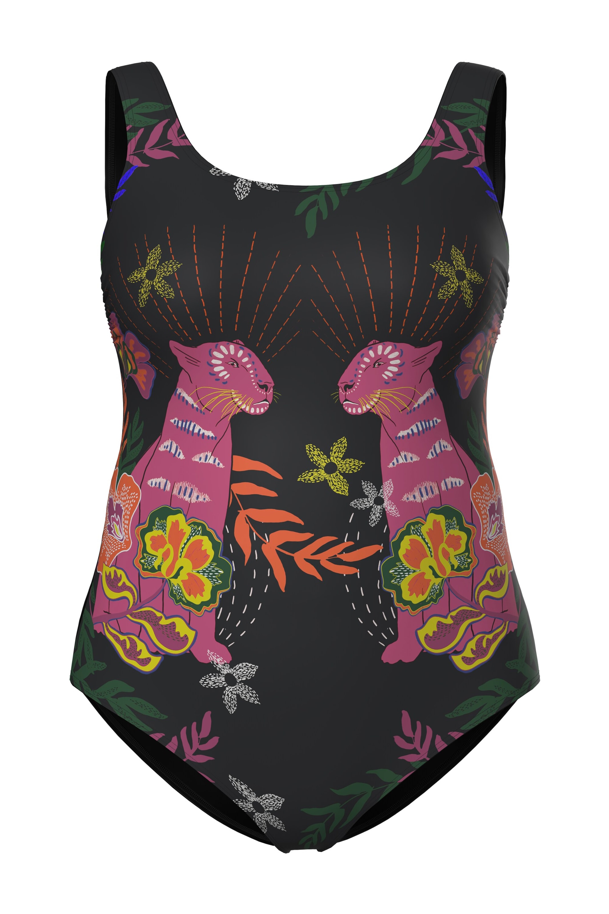 Ulla Popken Bralette Swimsuit in Black: front