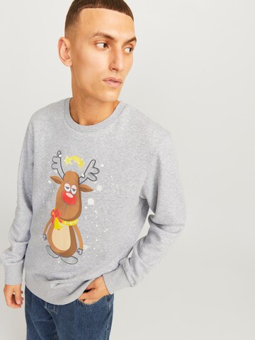 Felpa 'JJXmas Jolly' di JACK & JONES in grigio
