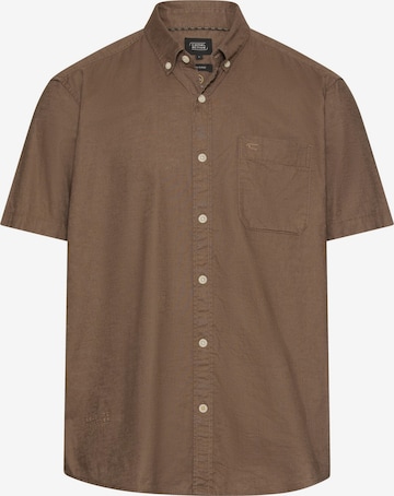 CAMEL ACTIVE Regular Fit Kurzarmhemd aus Leinenmix in Braun: Vorderseite
