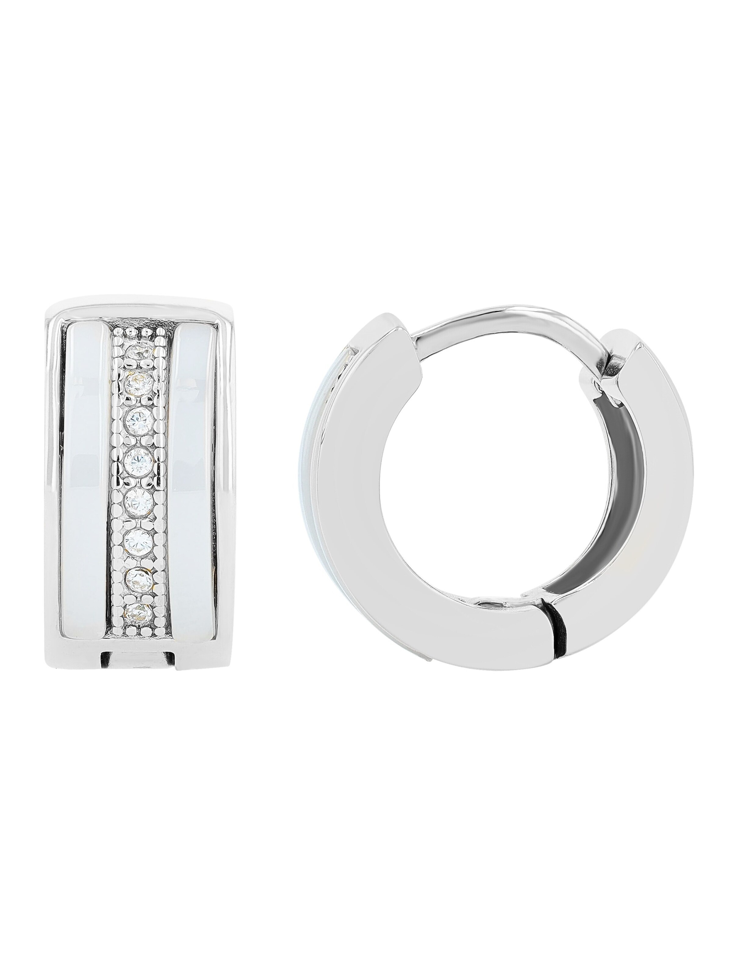 Akzent Earrings 'Edelstahl-Keramik, Zirkonia, langlebig' in Silver