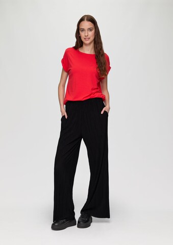 QS Wide Leg Hose in Schwarz: Vorderseite