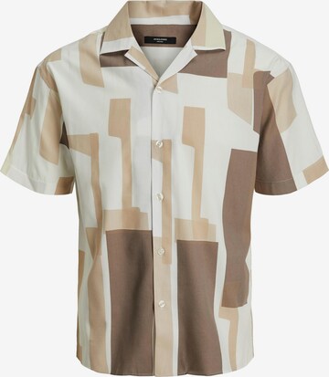 JACK & JONES Comfort fit Button Up Shirt in Beige: front