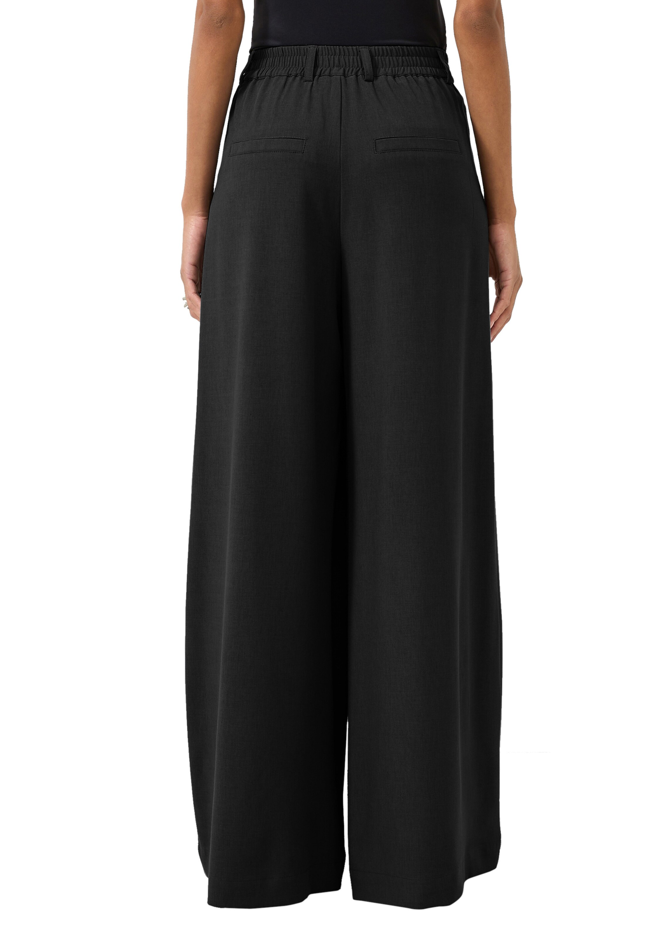 juoda QS Plačios klešnės Klostuotos kelnės