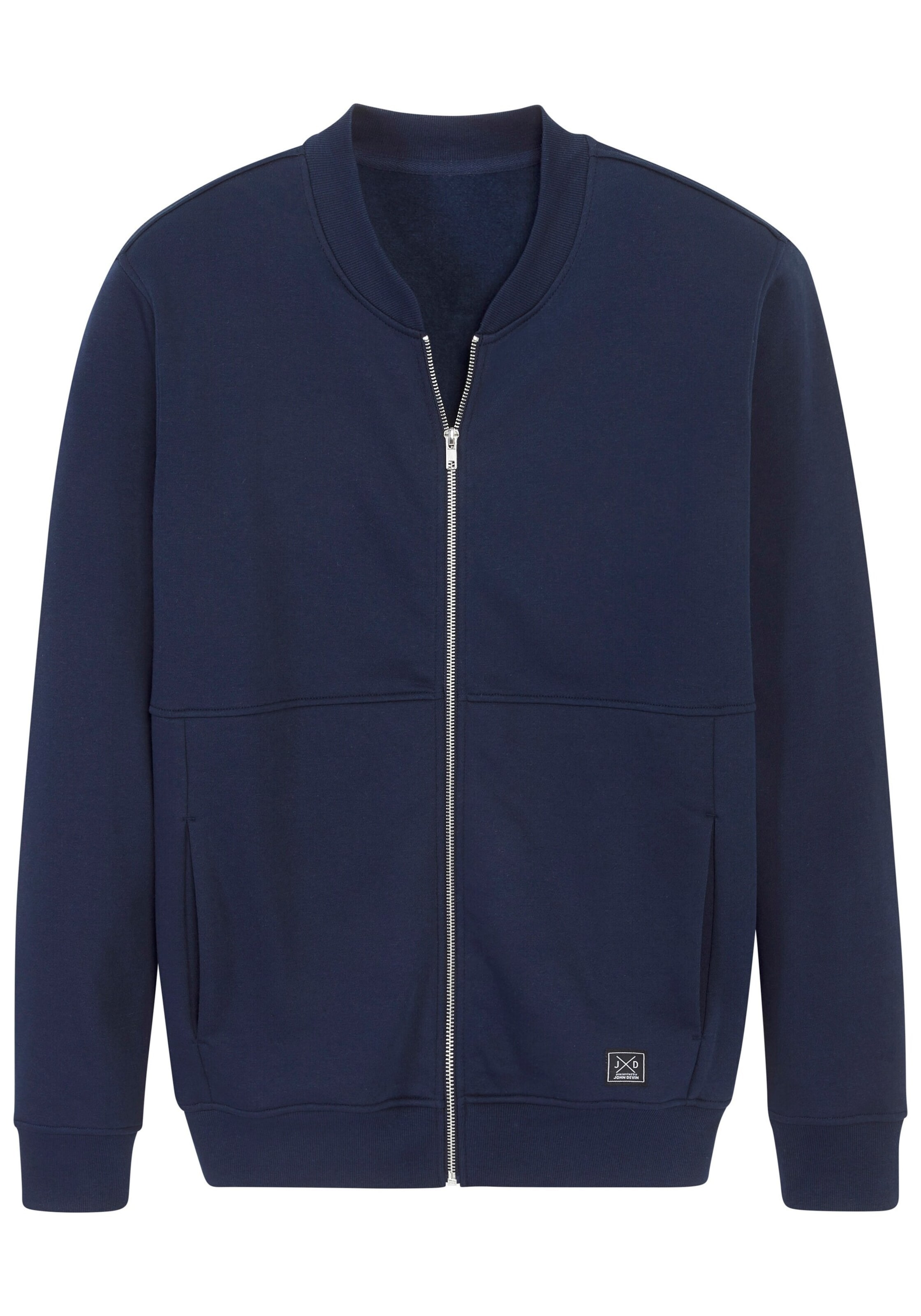 JOHN DEVIN Zip-Up Hoodie in Blue: front