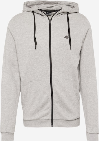 4F Athletic Zip-Up Hoodie in Grey: front