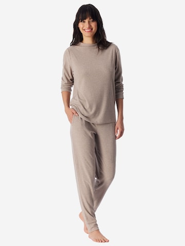 SCHIESSER Schlafanzug ' Selected Premium Warming ' in Beige: Vorderseite