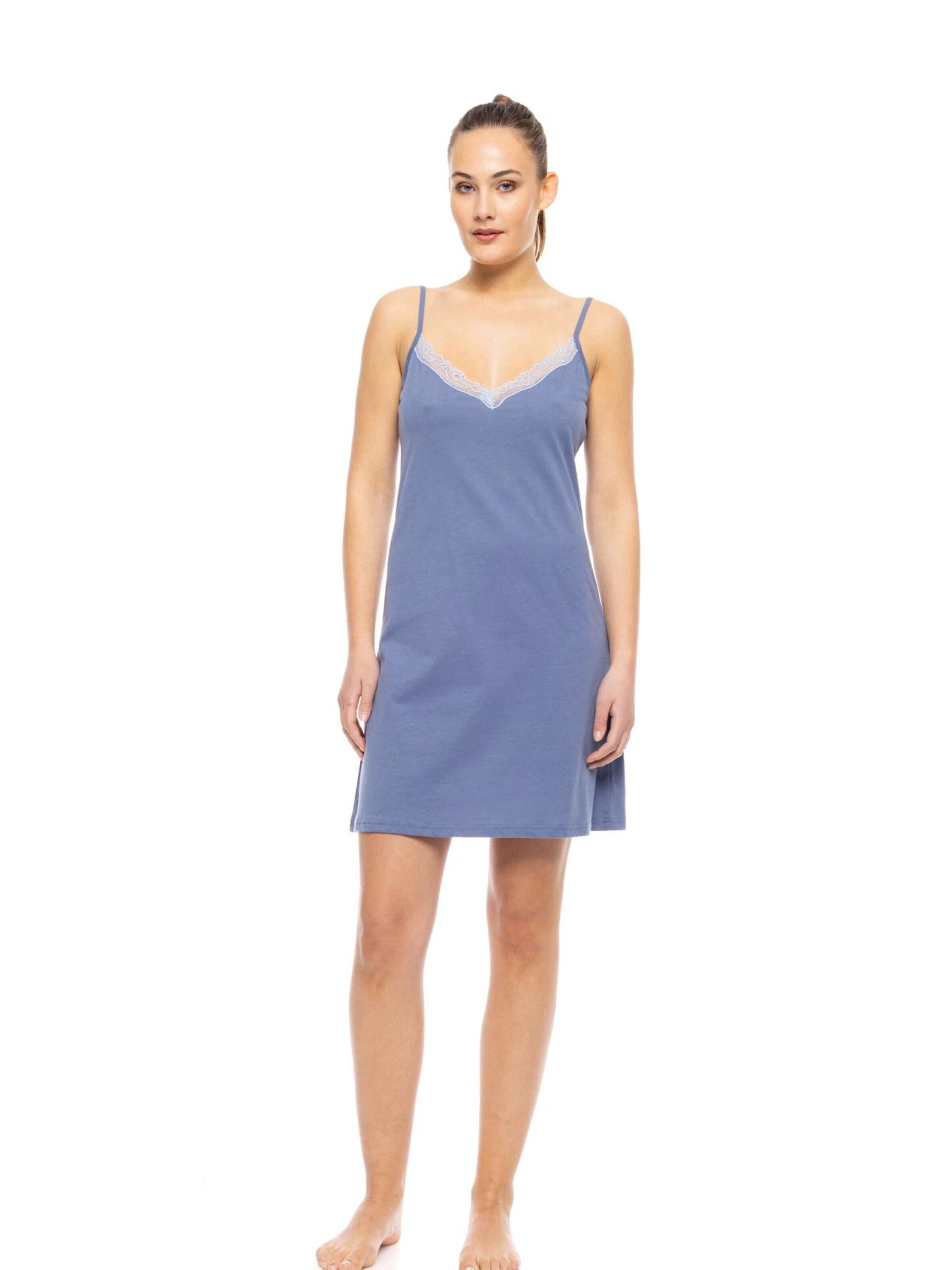 Pink Label Νυχτικιά 'NIGHTGOWN 2PCS SET CALMING STRIPES' σε μπλε