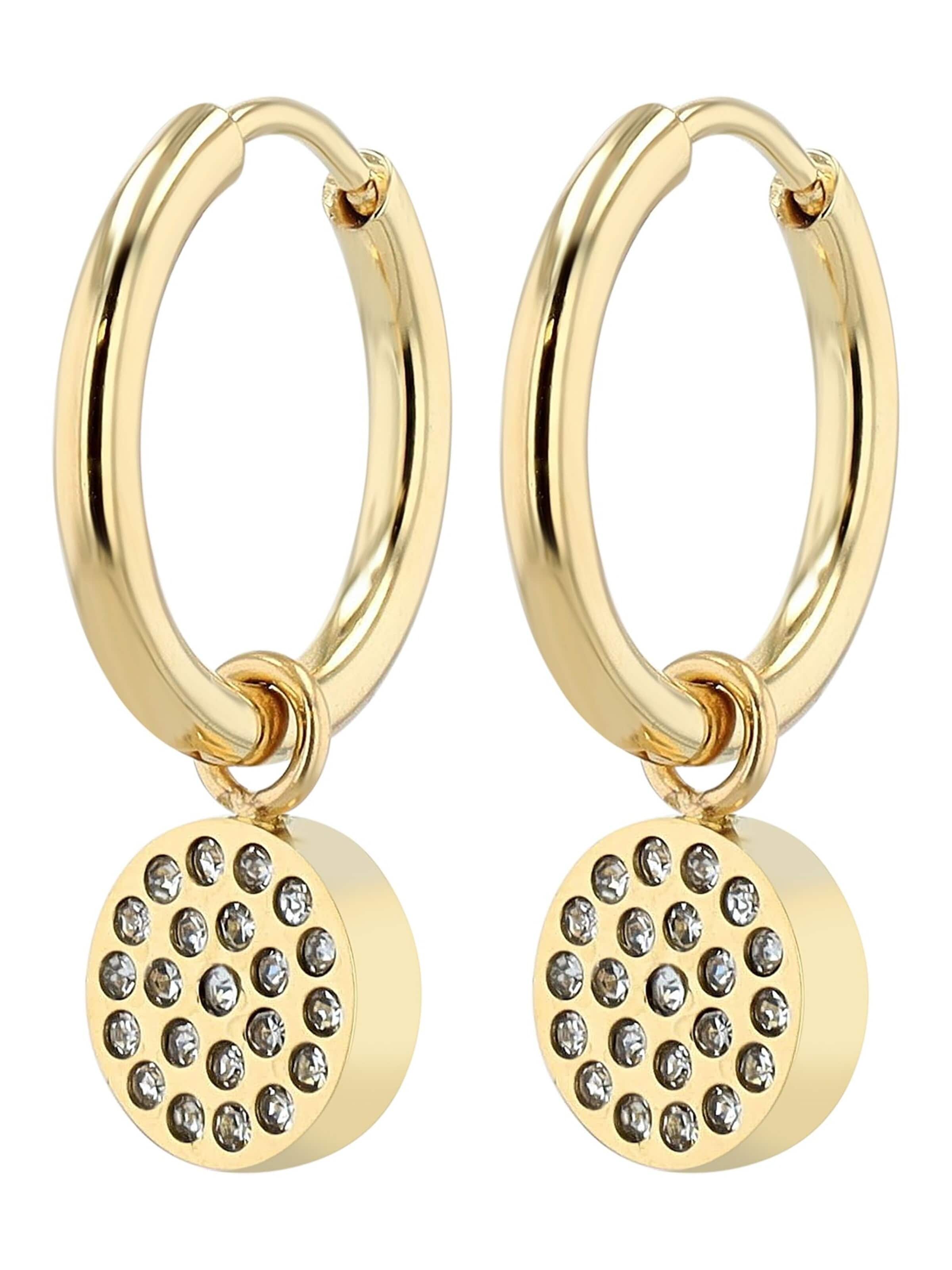 Akzent Earrings '"Sadie" aus langlebigem Edelstahl, wasserfest, Ø 12 mm' in Gold