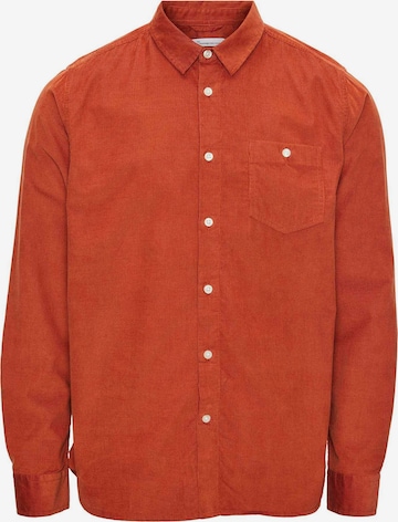 KnowledgeCotton Apparel Button Up Shirt in Orange: front
