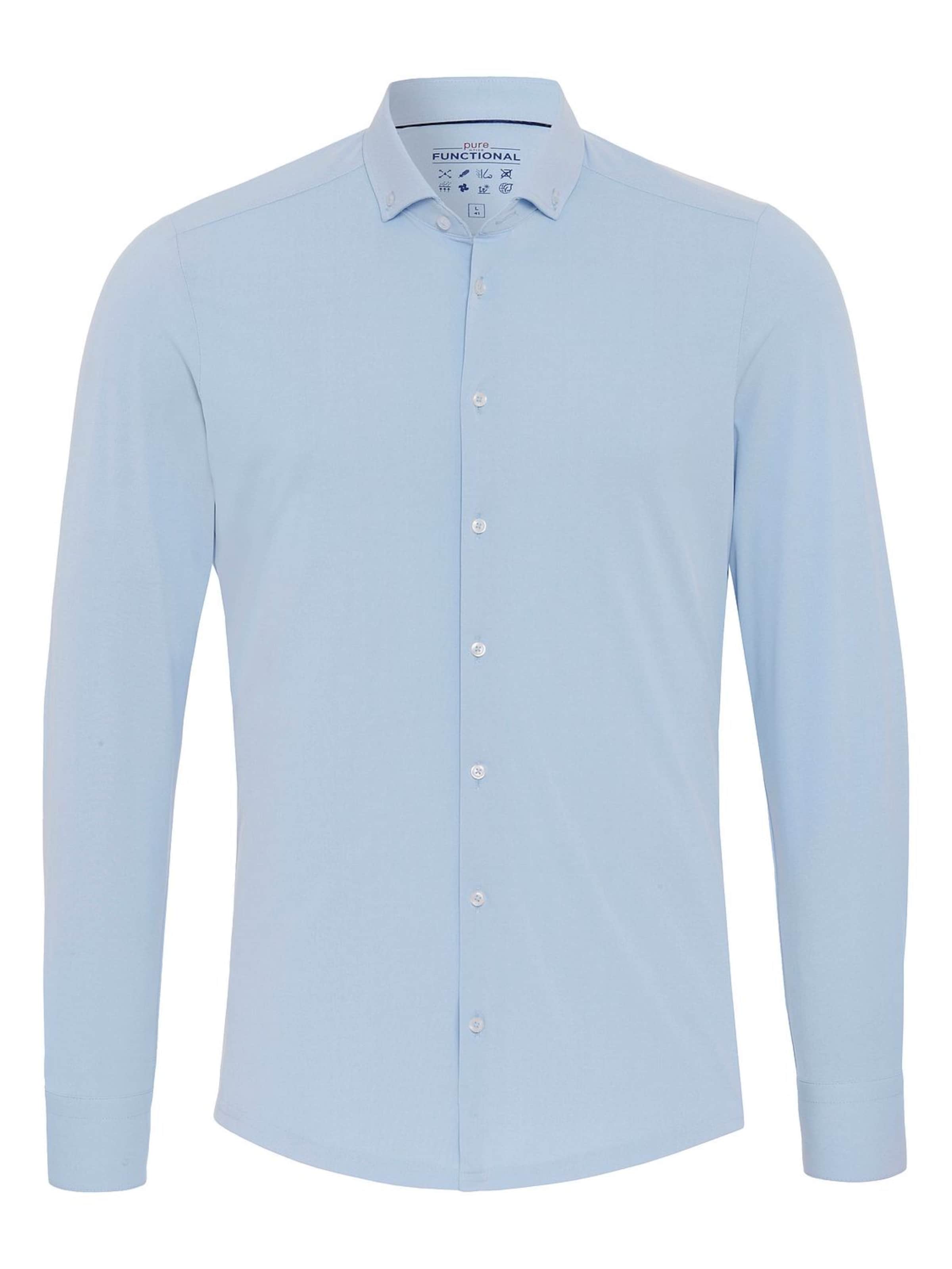 PURE Slim fit Overhemd in Blauw: voorkant
