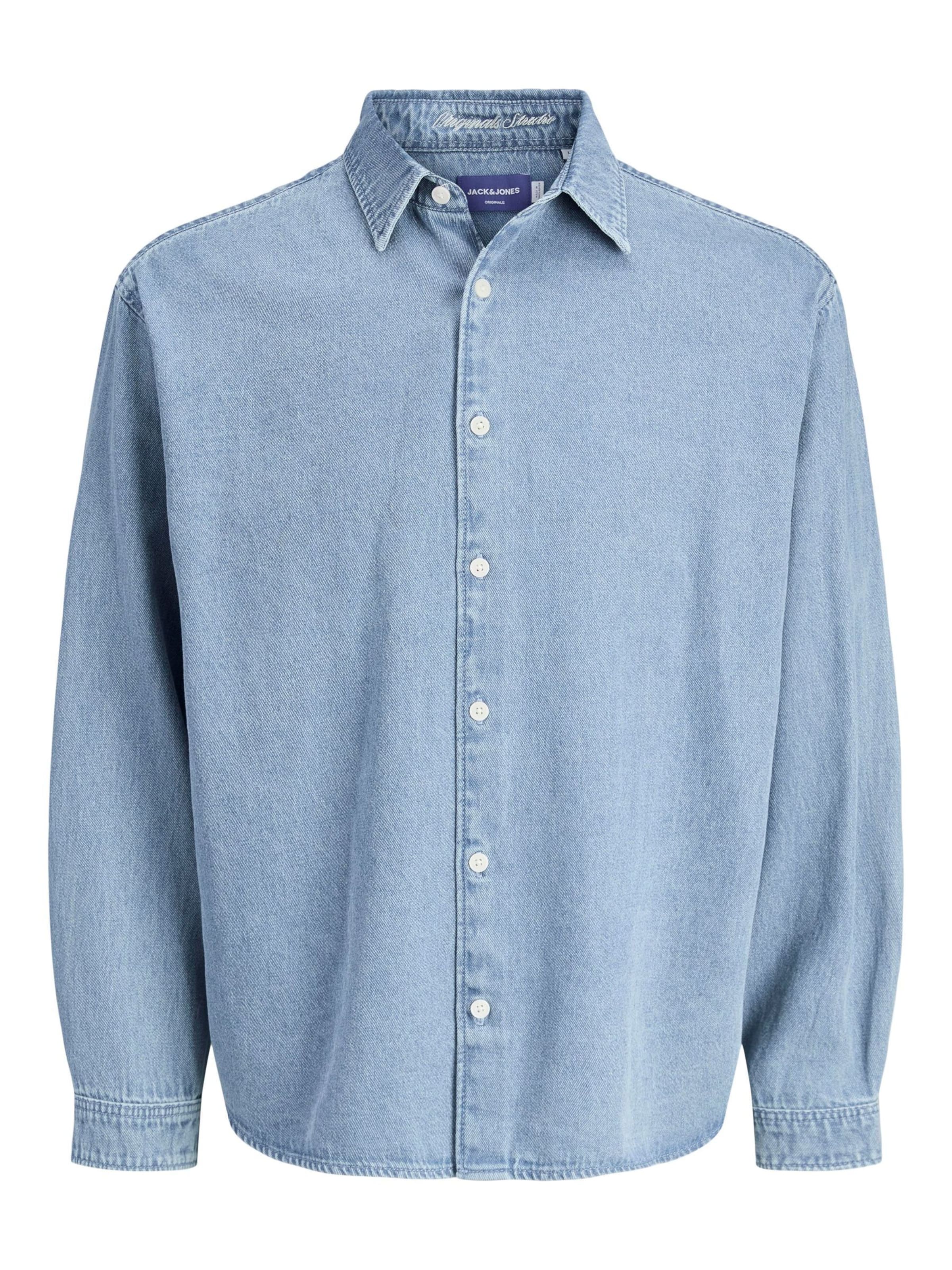 JACK & JONES Comfort fit Button Up Shirt 'JORNorrebro' in Blue: front