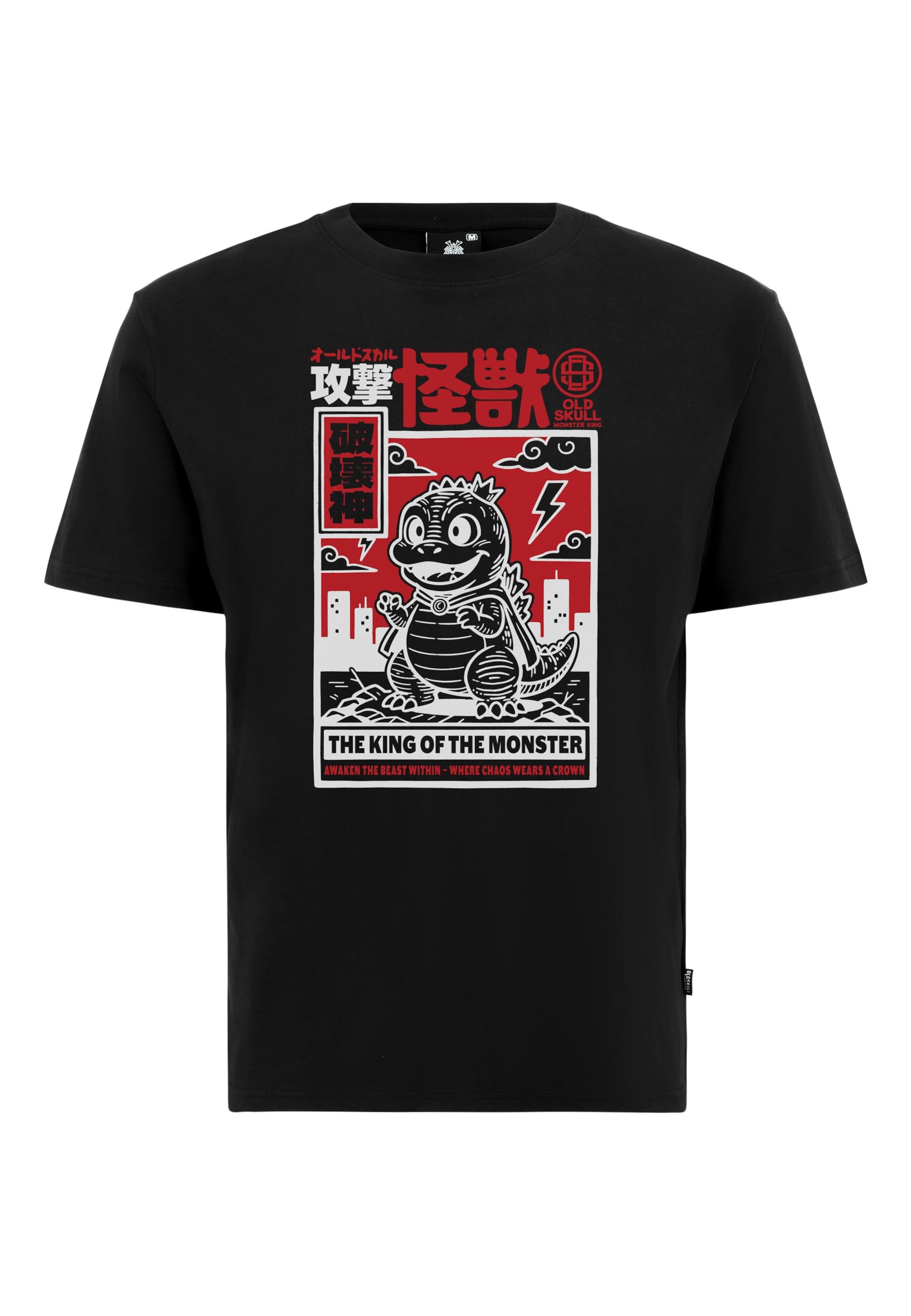 Oldskull Shirt 'Asian Mini Monster Graphic' in Black: front