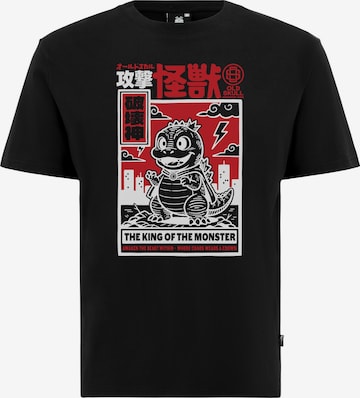 Oldskull Shirt 'Asian Mini Monster Graphic' in Black: front
