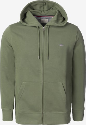GANT Zip-Up Hoodie in Green: front