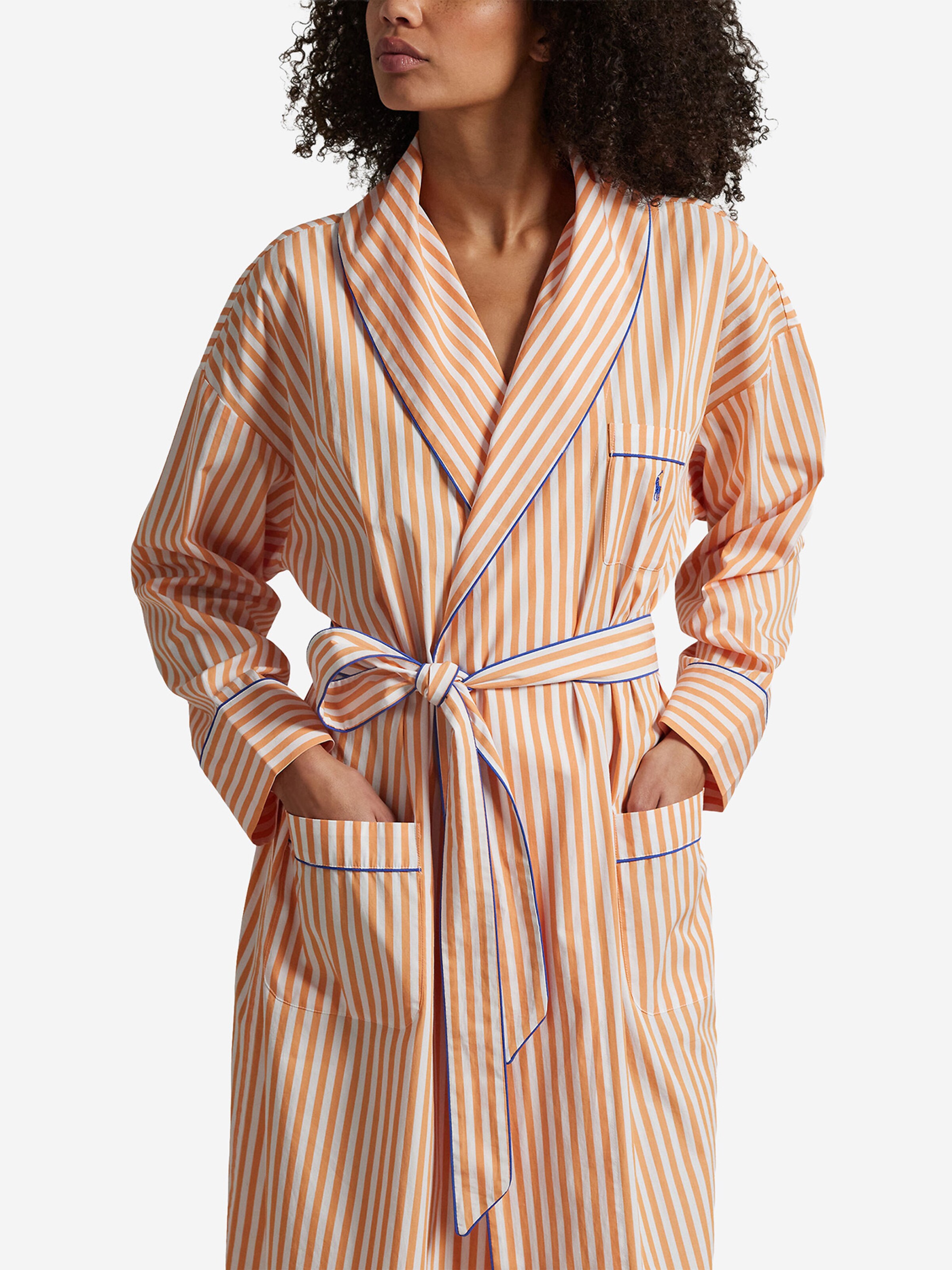 Polo Ralph Lauren Bathrobe short ' Shirting Stripes ' in Orange