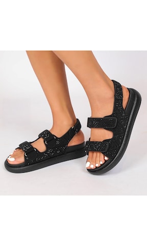 Ital-Design Strap Sandals in Black: front