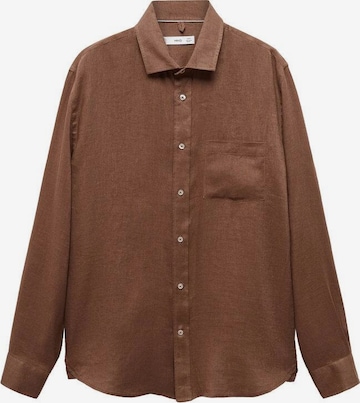 MANGO MAN Button Up Shirt 'Avispa' in Brown: front