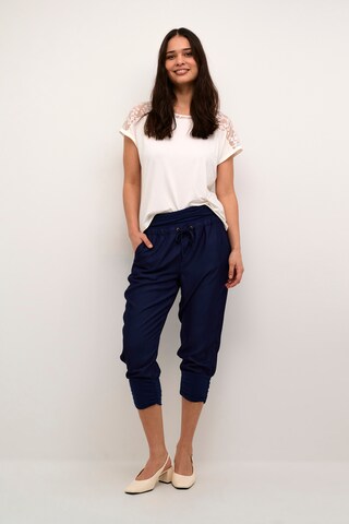 Cream Tapered Hose 'Line' in Blau