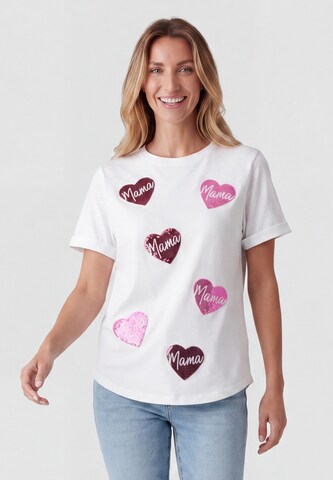 T-shirt usha BLUE LABEL en blanc : devant