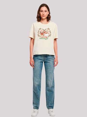 T-shirt 'Christmas Hippie Santa And Reindeer' F4NT4STIC en beige