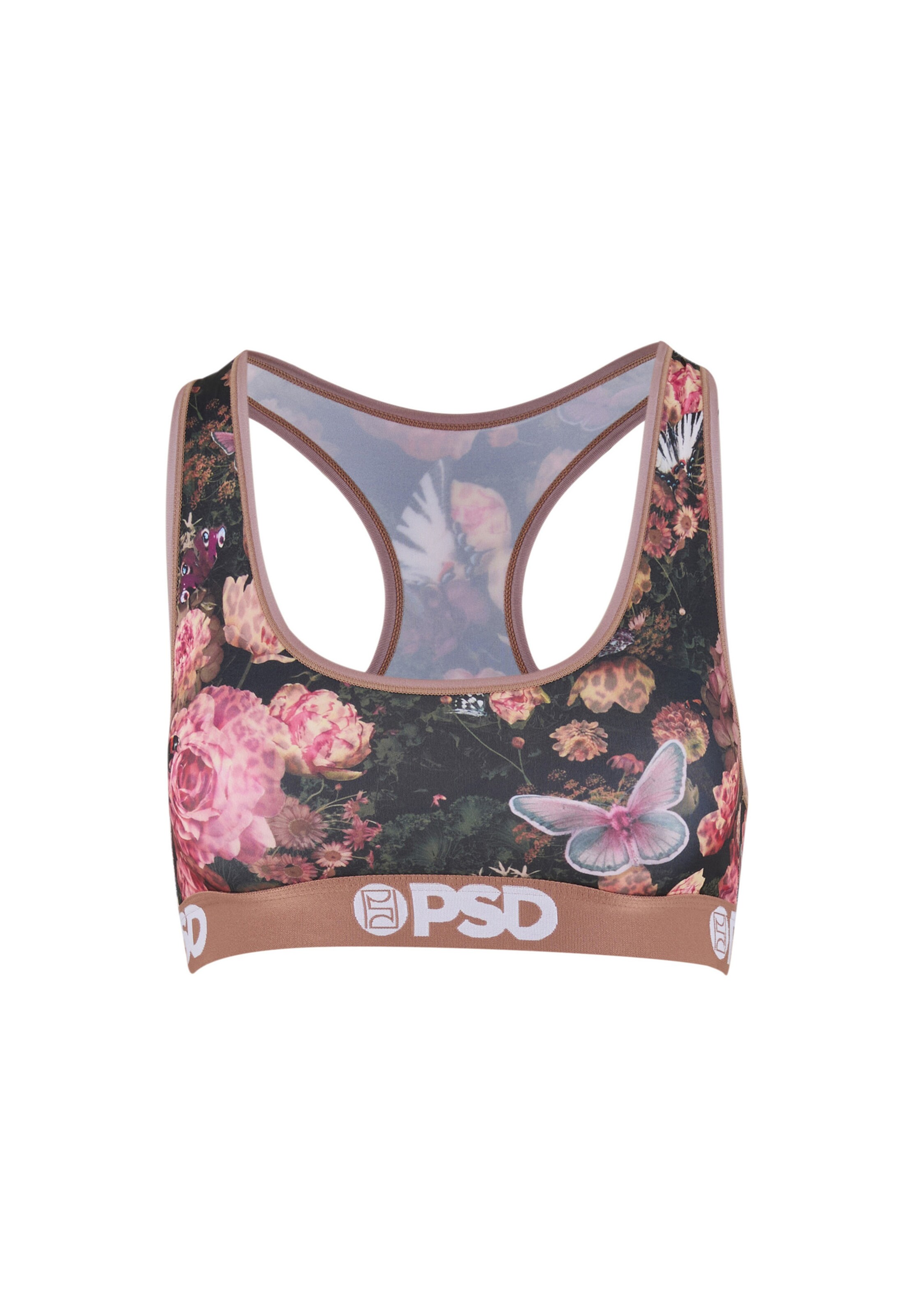 PSD Bralette Bra 'Moody Blooms' in Mixed colors: front