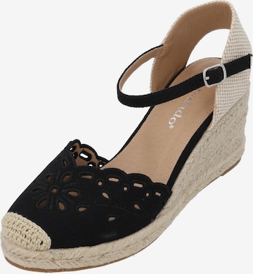 Palado Keilsandalette 'Enrona' in Schwarz: Vorderseite