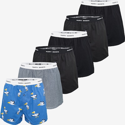 Happy Shorts Boxershorts in de kleur Lichtblauw / Grijs gemêleerd / Zwart / Wit, Productweergave